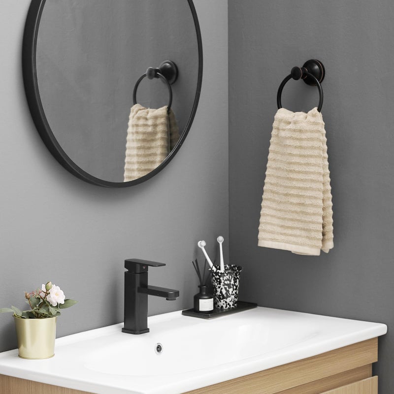 BESy Oil Rubbed Bronze Bathroom Hand Towel Ring Towel Holder, Rustproof Wall Mounted Bathroom Hardware Accessory SUS 304 Stainless Steel Towel Rack - Image 3